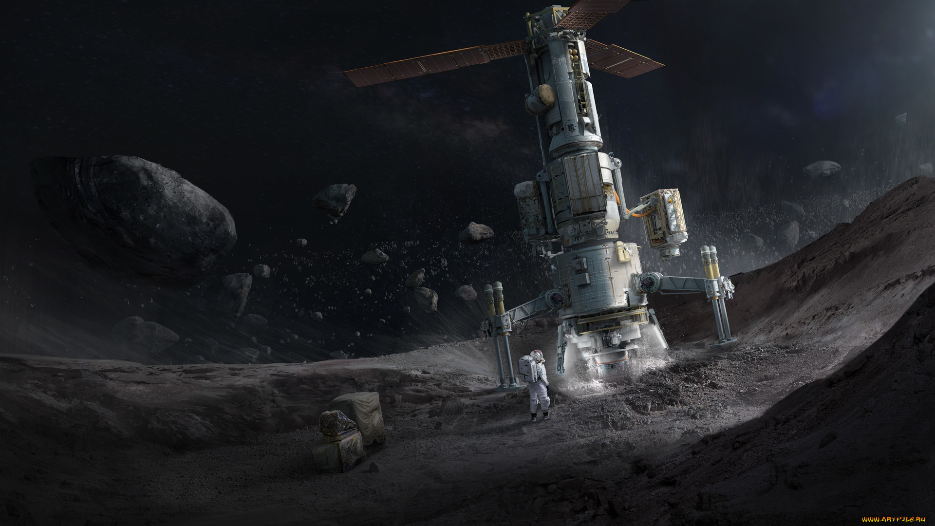 , , science, fiction, asteroid, space, concept, art